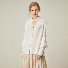 famecoco范可儿长袖衬衫女2020夏宽松百搭洋气白色上衣F193BA018