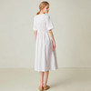 famecoco范可儿纯棉连衣裙夏季收腰显瘦全棉纯色中长裙F193FA011 商品缩略图1