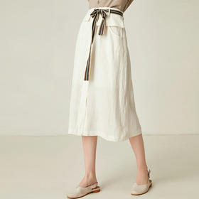 famecoco范可儿半身裙夏季通勤复古风A字裙大摆半身裙F193HA024