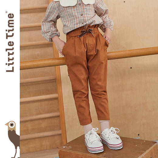 littletime2020春秋新款外穿花苞休闲直筒裤儿童裤子洋气长裤女童 商品图0