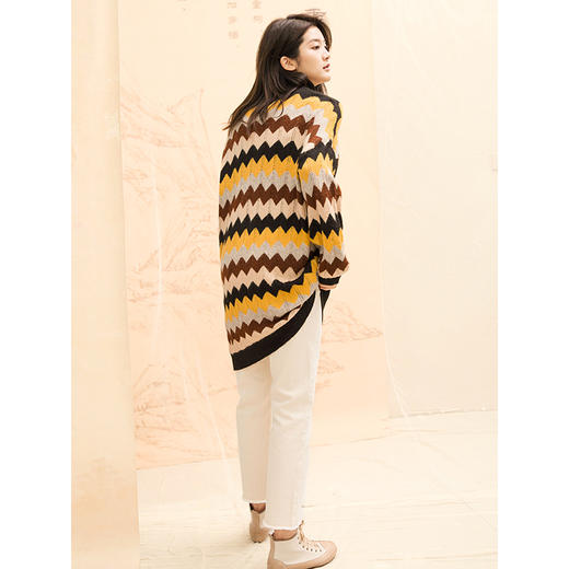 famecoco范可儿高领毛衣女2021年春季设计感上衣中长款F191DB131 商品图3