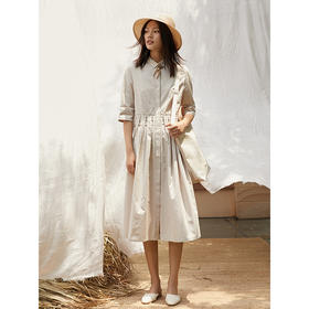 famecoco范可儿衬衫裙设计感小众2020新款夏季修身显瘦连衣裙女