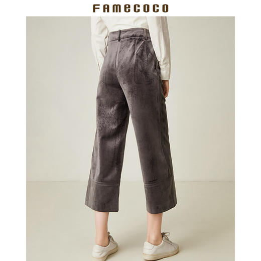 famecoco范可儿秋季休闲裤女直筒宽松阔腿七分裤F185GA014 商品图1