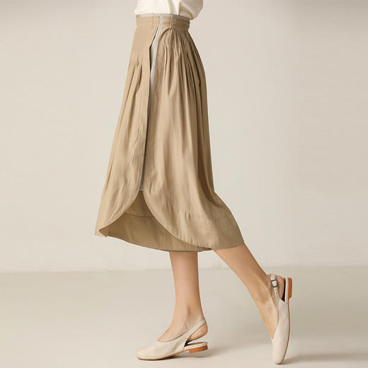 famecoco范可儿裤子女夏宽松直筒褶皱薄款五分裤阔腿裤F203GA009 商品图0