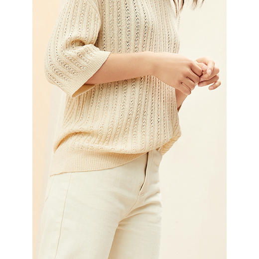 famecoco范可儿针织衫女2021年春季圆领内搭套头上衣F191DB005 商品图3