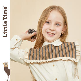 littletime童装两件套衬衫 2020冬新款复古杏色条纹组合领上衣