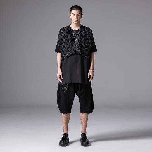 PINLI品立裁魂春季新款宽松提花短袖T恤男士上衣BC211111066 商品图2