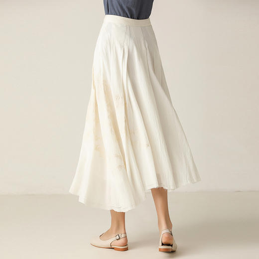 famecoco范可儿半身裙百搭刺绣中长款百褶裙F203HA006 商品图2