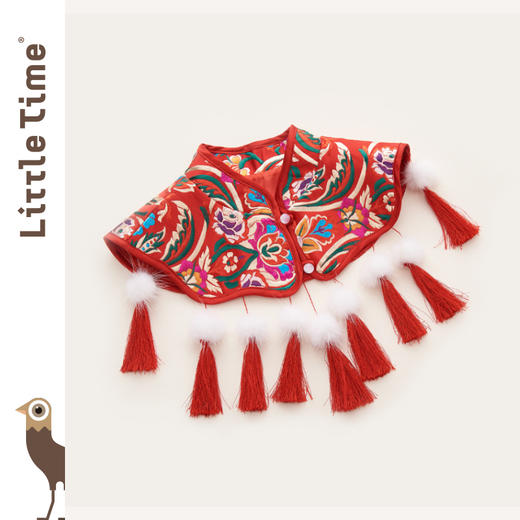 littletime童装2021拜年服新款红色新年旗袍连衣裙背心裙女童裙子 商品图2
