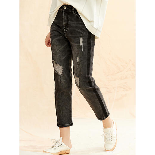 Famecoco范可儿牛仔裤修身显瘦小脚裤F198GA011 商品图0