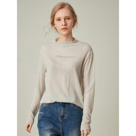 famecoco范可儿设计感长袖字母T恤打底衫F195BB001 商品图2