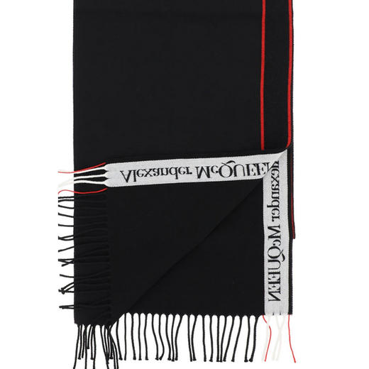 ALEXANDER MCQUEEN 亚历山大 麦昆 带logo 女士围巾 黑色 626236 3777Q 1074 商品图2