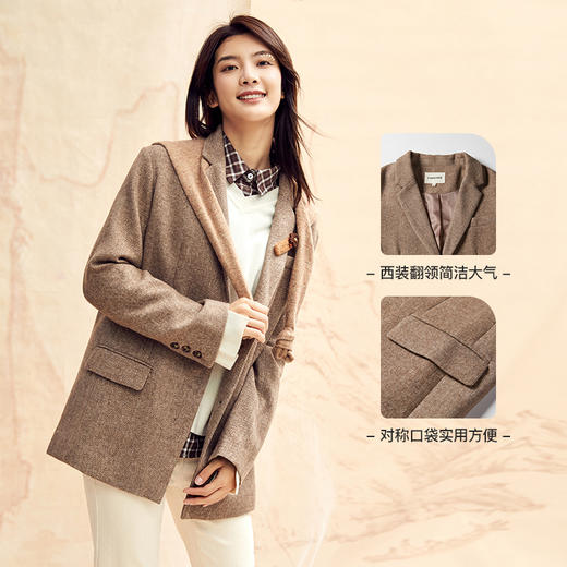 Famecoco范可儿毛呢外套气质呢子西装外套F198AB112 商品图2