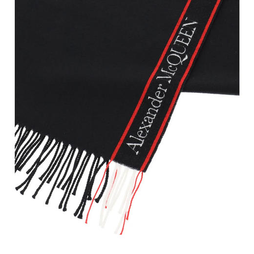 ALEXANDER MCQUEEN 亚历山大 麦昆 带logo 女士围巾 黑色 626236 3777Q 1074 商品图3