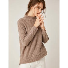 Famecoco范可儿针织衫宽松中高领套头羊毛衫F198DB012