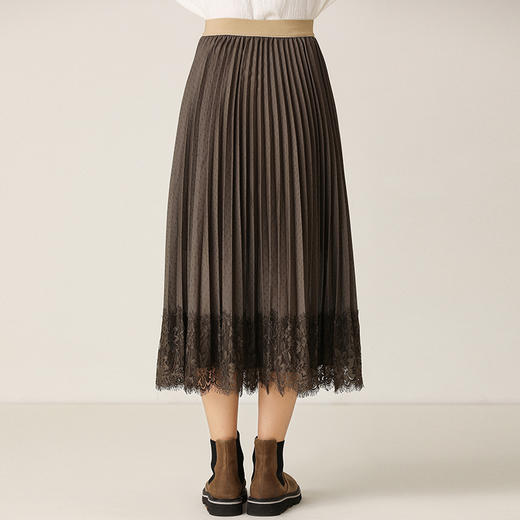 Famecoco范可儿波点半身裙蕾丝拼接百褶裙F201HA003 商品图1