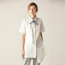 Famecoco范可儿上衣女短袖百搭拼接衬衫女F203BA007