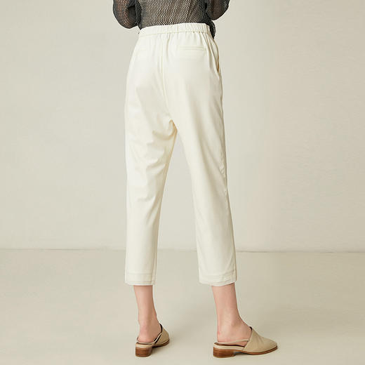 famecoco范可儿通勤裤子女新款宽松直筒长裤白色休闲裤F193GA027 商品图1