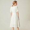 famecoco范可儿白色连衣裙女夏绑带收腰显瘦气质中长裙F193FA001 商品缩略图1