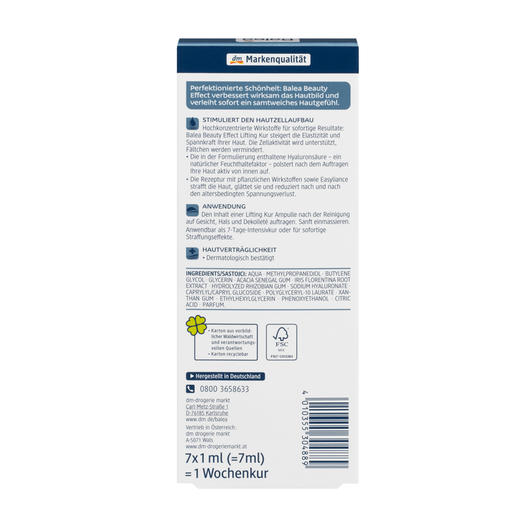 【香港直邮】德国芭乐雅Balea玻尿酸安瓶浓缩精华提拉紧致定妆安瓶7瓶装（新老版本随机发货） 商品图3