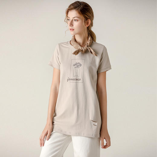 famecoco范可儿短袖T恤印花小清新上衣女F203BB013 商品图0