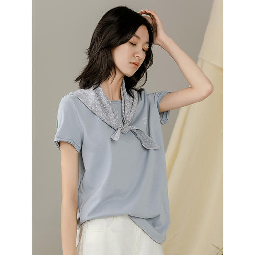 famecoco范可儿短袖T恤女ins潮夏韩版纯棉字母破洞短袖T恤女F203BB017 商品图0