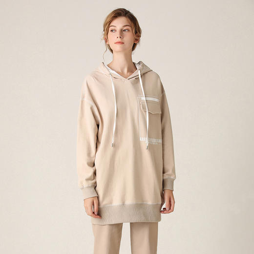 famecoco范可儿卫衣宽松休闲风连帽套头衫F201BE002 商品图3