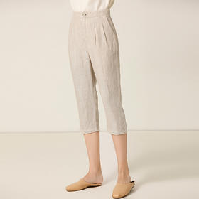 Famecoco范可儿休闲裤显瘦哈伦小脚七分裤女F203GA039