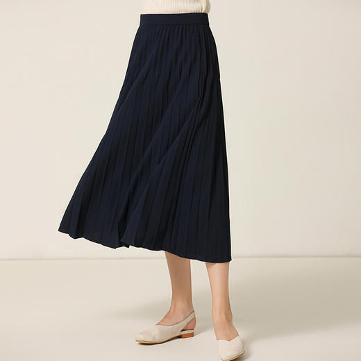 Famecoco范可儿半身裙新品时尚百褶裙通勤A字裙F201HA012 商品图1