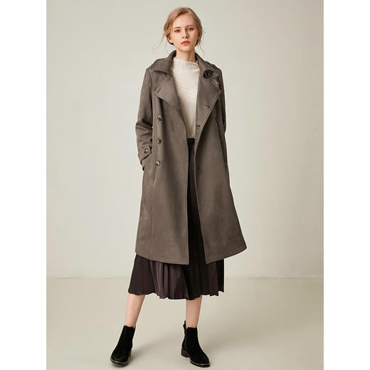 Famecoco范可儿收腰风衣女复古中长款大衣外套F195AA027 商品图2