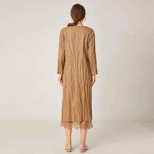 famecoco范可儿连衣裙宽松显瘦蕾丝下摆长款连衣裙F195FA017 商品图4