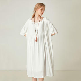 famecoco范可儿纯色连衣裙2020年夏季遮腹遮肚子中长裙F193FA031