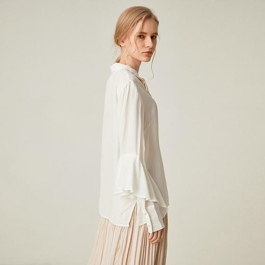 famecoco范可儿长袖衬衫女2020夏宽松百搭洋气白色上衣F193BA018 商品图1