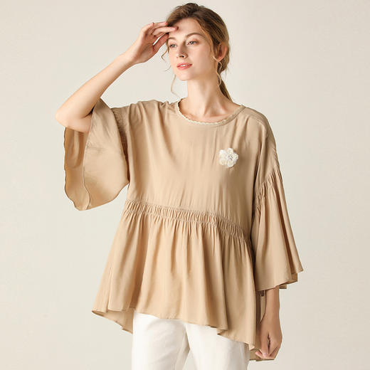 famecoco范可儿衬衫新款百搭不规则套头衬衣女F203BD001 商品图0