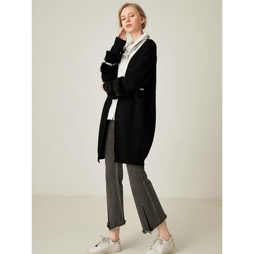 famecoco范可儿针织开衫中长款外套F191DA113 商品图1