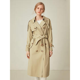 Famecoco范可儿秋季英伦风风衣女收腰气质中长款F185AA028