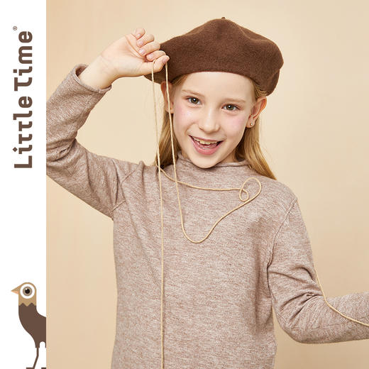 littletime童装多色高领毛衣秋冬新款纯色卷边半高领针织衫 商品图1
