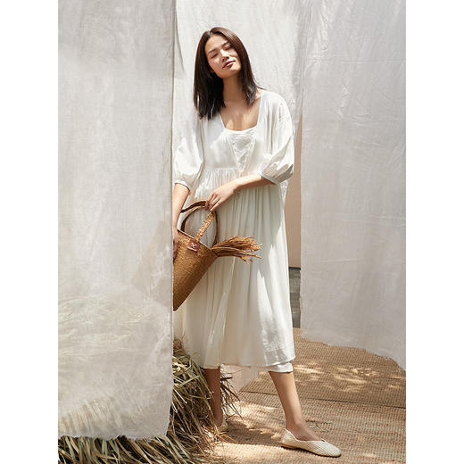 famecoco范可儿连衣裙法式复古气质两件套套装裙女F203EA001 商品图1