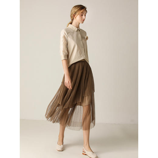 famecoco范可儿夏季法式复古五分袖衬衫F203BA041 商品图3