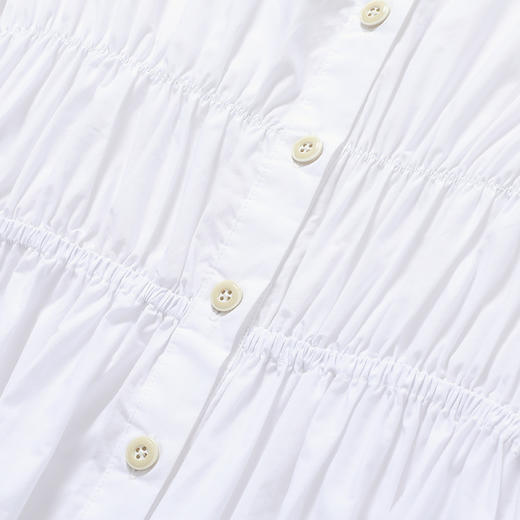 famecoco范可儿纯棉连衣裙夏季收腰显瘦全棉纯色中长裙F193FA011 商品图3