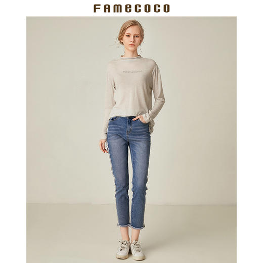 famecoco范可儿纯棉铅笔裤修身小脚裤九分裤F185GA157 商品图2