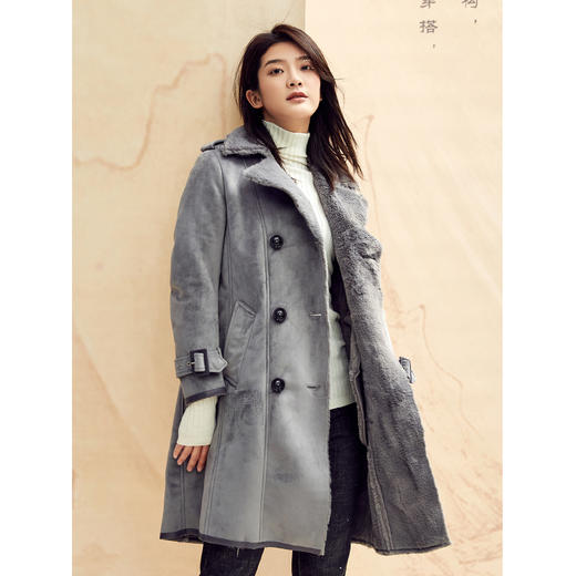 Famecoco范可儿保暖大衣冬季收腰加厚中长款外套F188AC014 商品图3