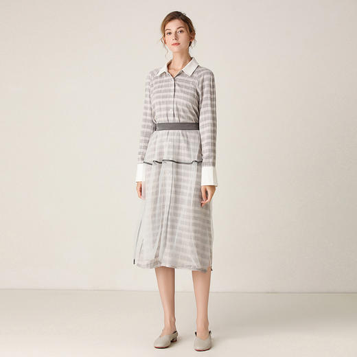 Famecoco范可儿连衣裙女格纹衬衫裙两件套F201EA006 商品图2