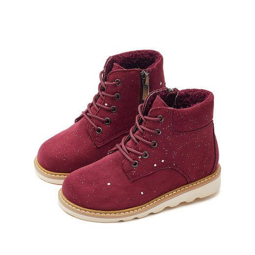 mrbaby女童时尚马丁靴 2020秋冬新品英伦风拉链绒面 儿童靴子 商品图2