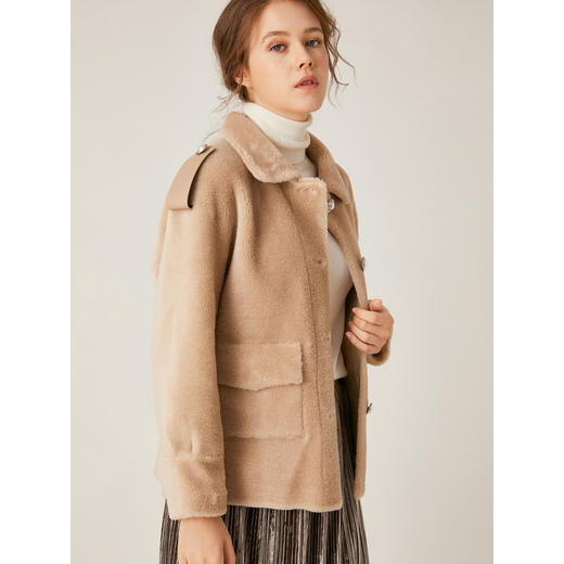Famecoco范可儿羊羔毛外套女秋冬百搭复古港味短款外套F198AB010 商品图0