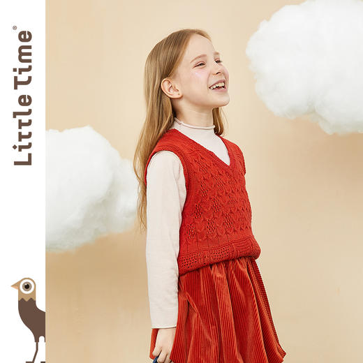 littletime童装多色高领毛衣秋冬新款纯色卷边半高领针织衫 商品图2