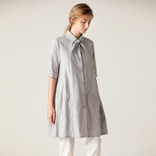 Famecoco范可儿衬衫女夏冷淡风衬衣设计感中长款F203BA030 商品图3
