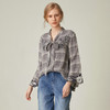 famecoco范可儿秋季长袖格子衬衫女刺绣系带上衣F195BD021 商品缩略图2