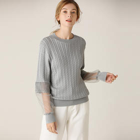 Famecoco范可儿针织衫上衣秋装女设计感小众长袖显瘦F201DB014