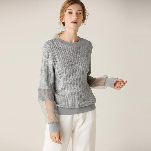 Famecoco范可儿针织衫上衣秋装女设计感小众长袖显瘦F201DB014 商品图0